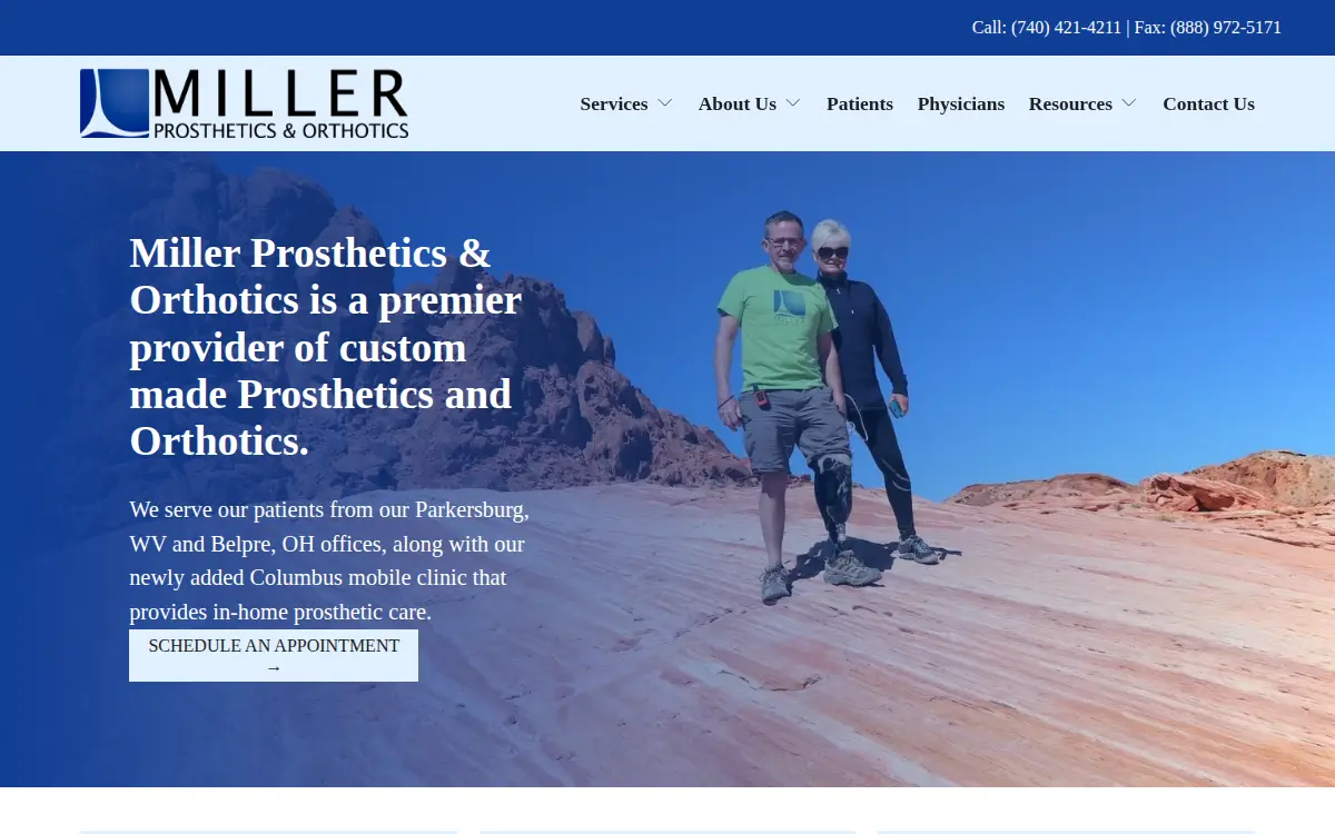 Homepage of Miller Prosthetics & Orthotics LLC