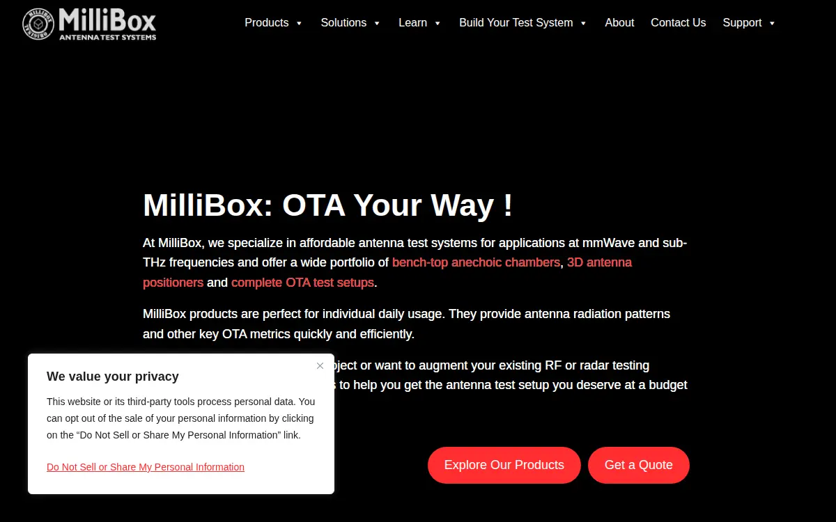 Homepage of Milliwave Silicon Solutions, INC.