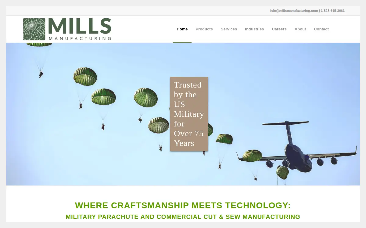 Homepage of Mills Manufacturing Corporation