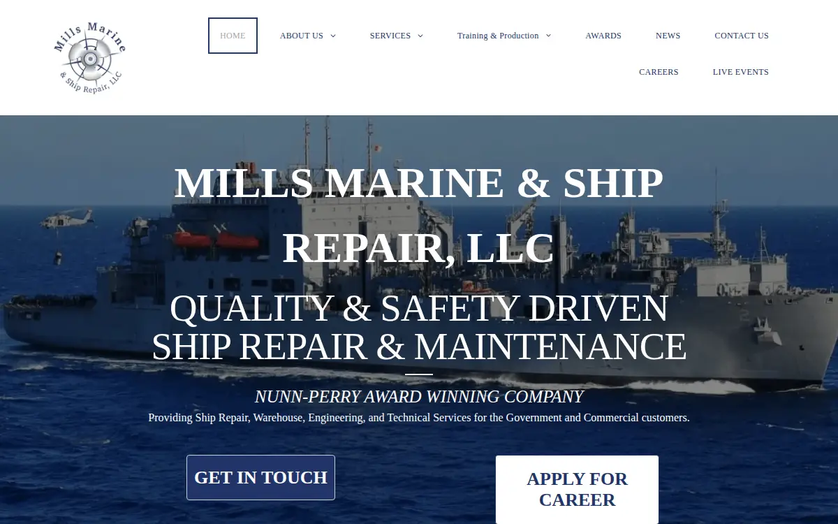 Homepage of Mills Marine & Ship Repair LLC