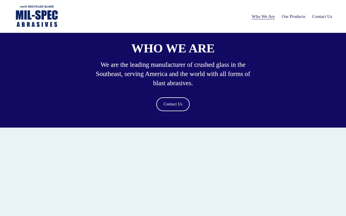 Homepage of Mil-spec Abrasives, LLC
