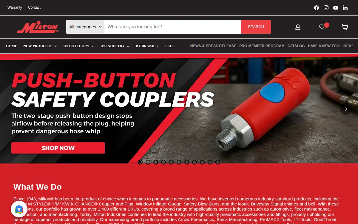 Homepage of Milton Industries, INC