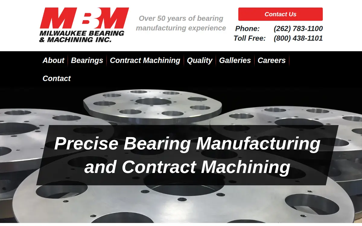 Homepage of Milwaukee Bearing and Machining, INC.