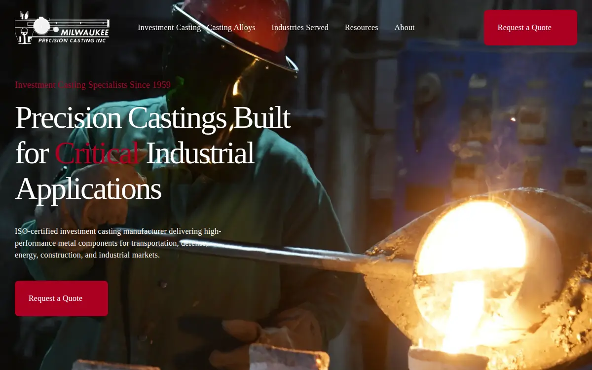 Homepage of Milwaukee Precision Casting INC