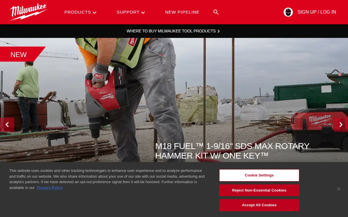Homepage of Milwaukee Electric Tool CORP
