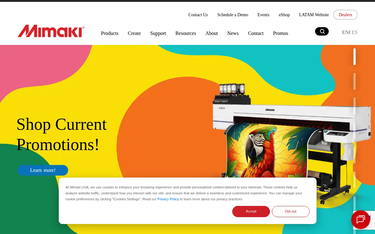 Homepage of Mimaki Usa, INC.