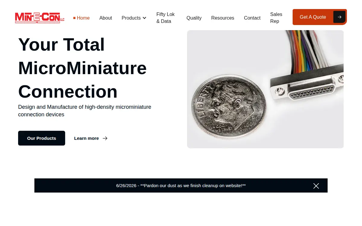 Homepage of Min-e-con LLC
