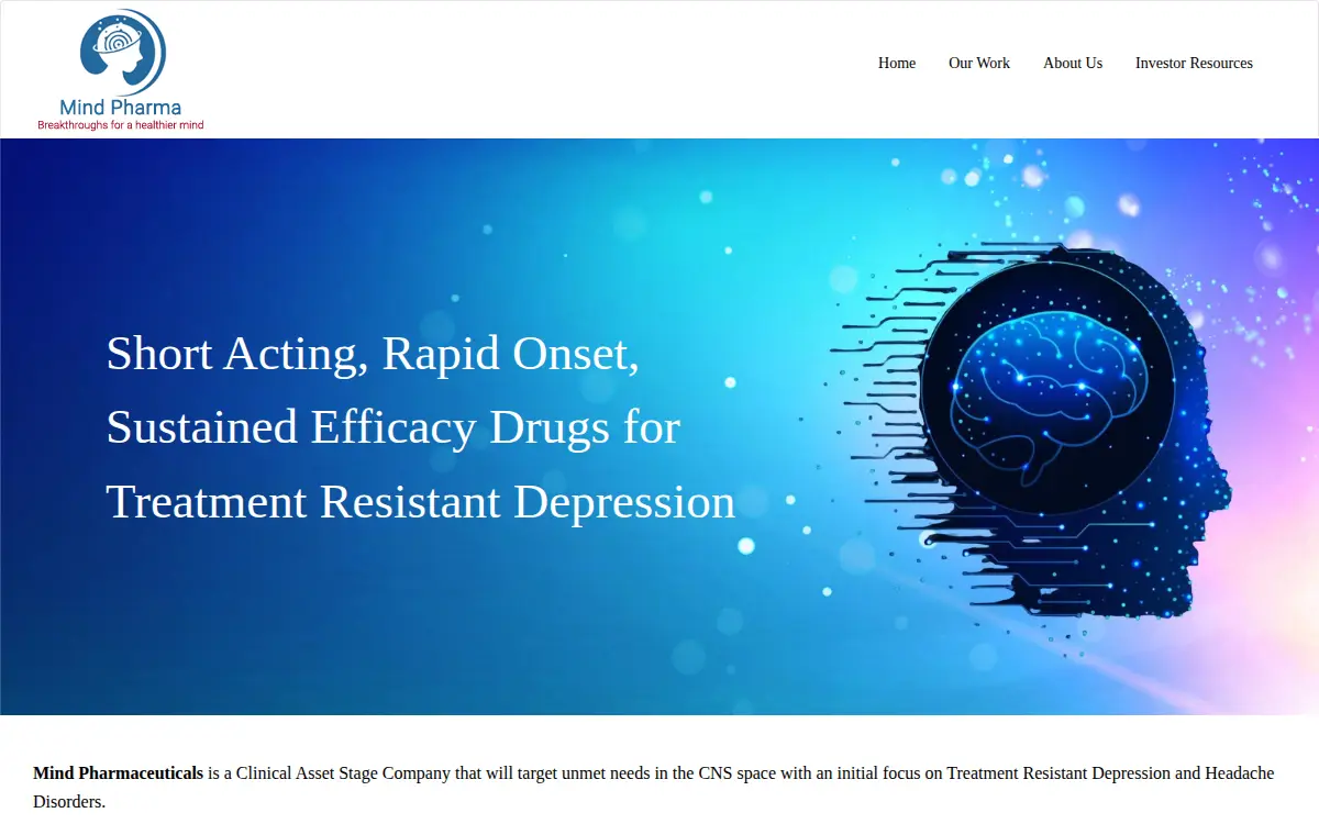 Homepage of Mind Pharmaceutical LLC