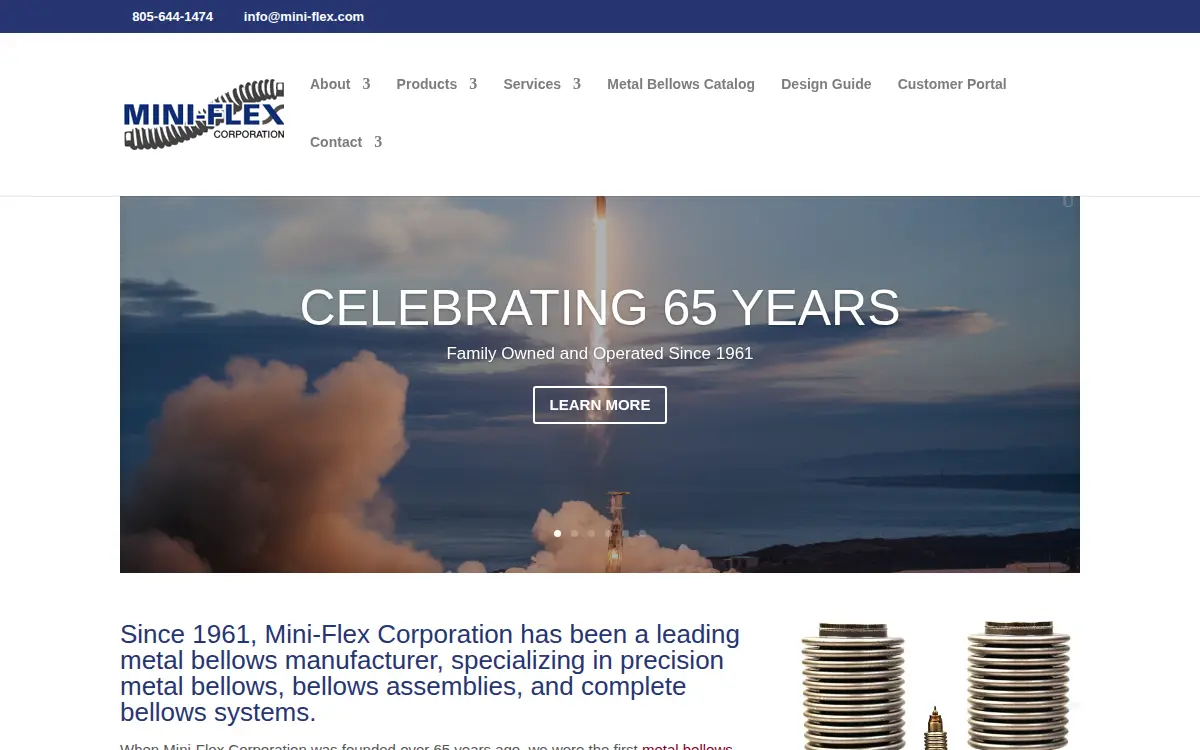 Homepage of Mini-flex Corporation