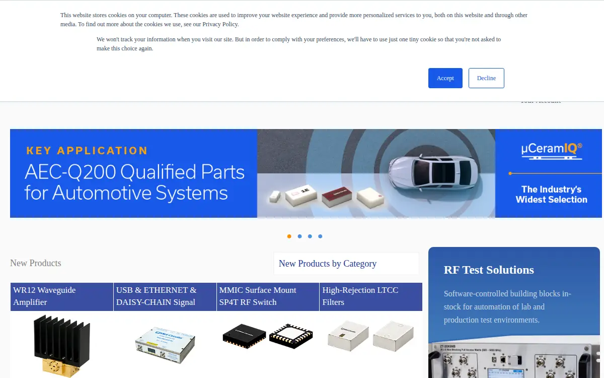 Homepage of Scientific Components CORP