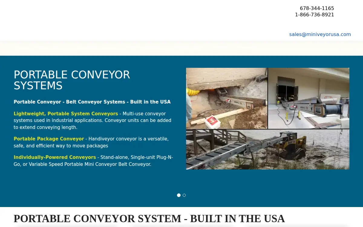 Homepage of Miniveyor Systems INC. USA