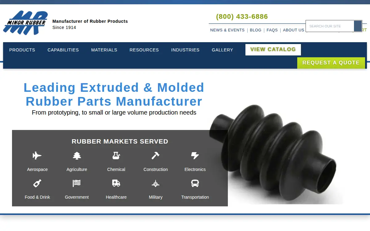 Homepage of Minor Rubber CO INC