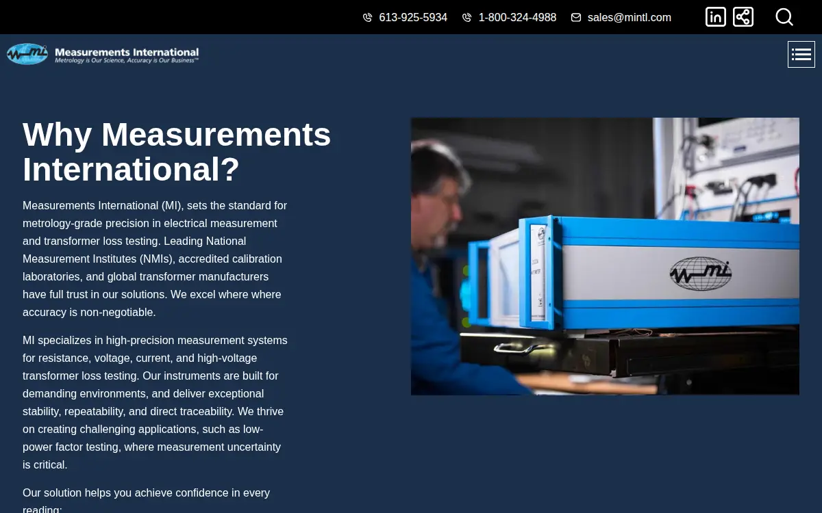 Homepage of Measurements International INC