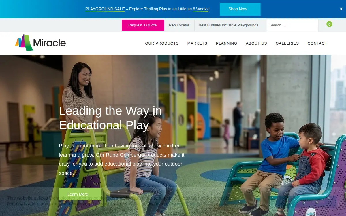 Homepage of Miracle Recreation Equipment Company