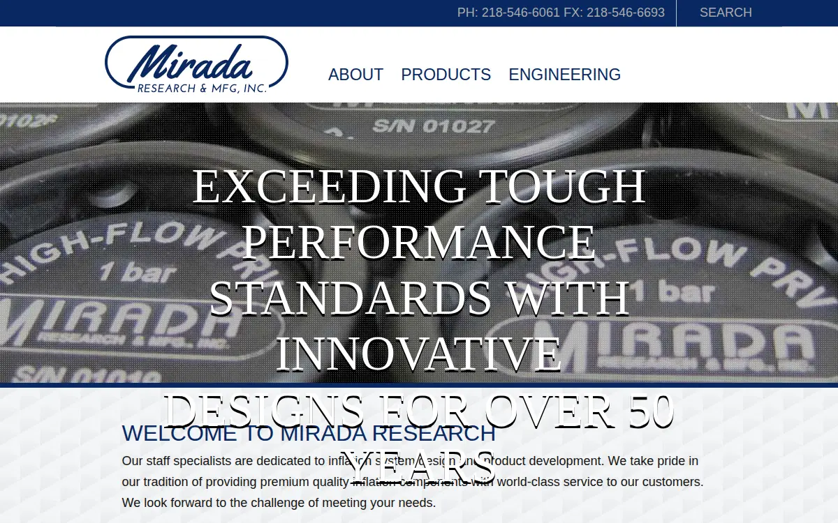 Homepage of Mirada Research & Manufacturing, INC.