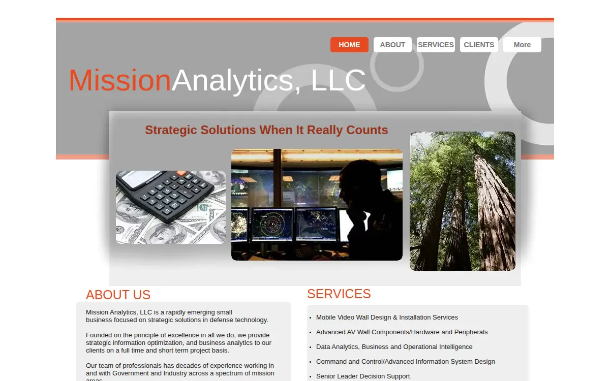 Homepage of Mission Analytics LLC