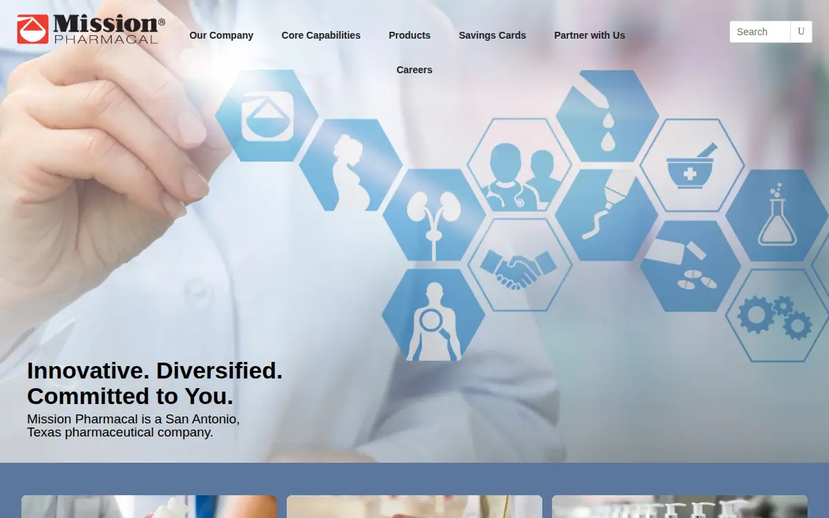 Homepage of Mission Pharmacal Company