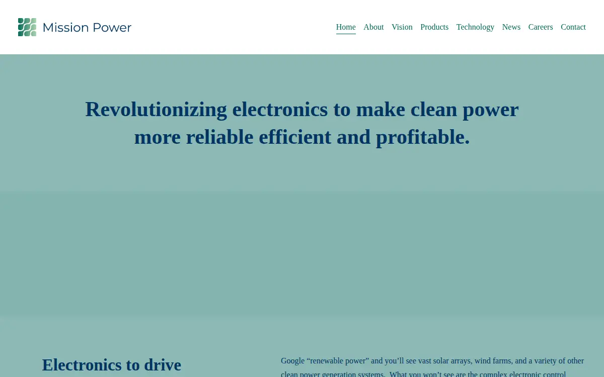 Homepage of Mission Power CORP.
