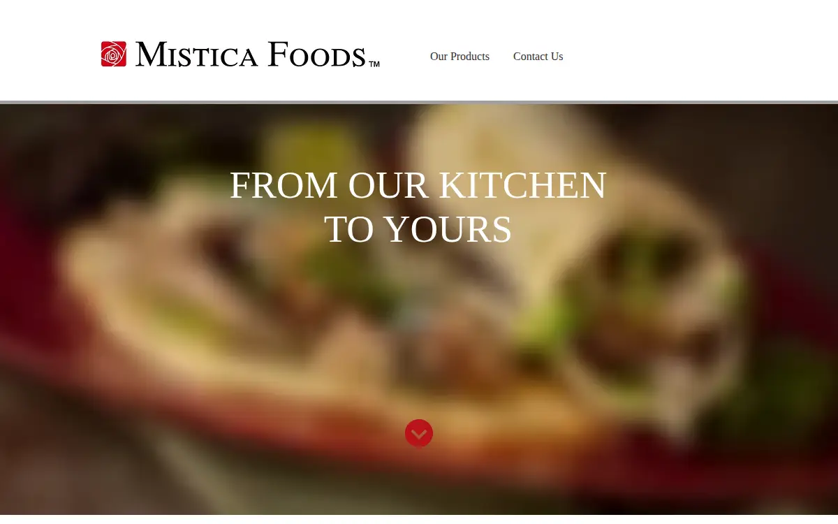 Homepage of Mistica Foods LLC
