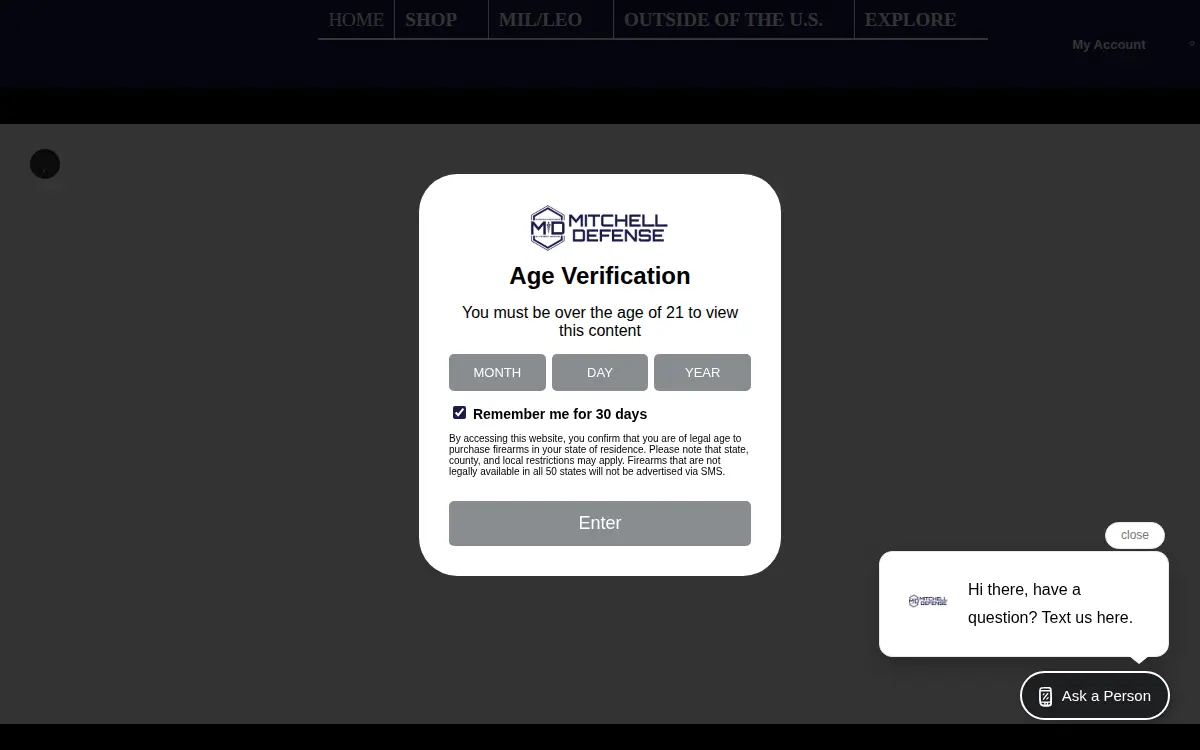 Homepage of Mitchell Defense LLC