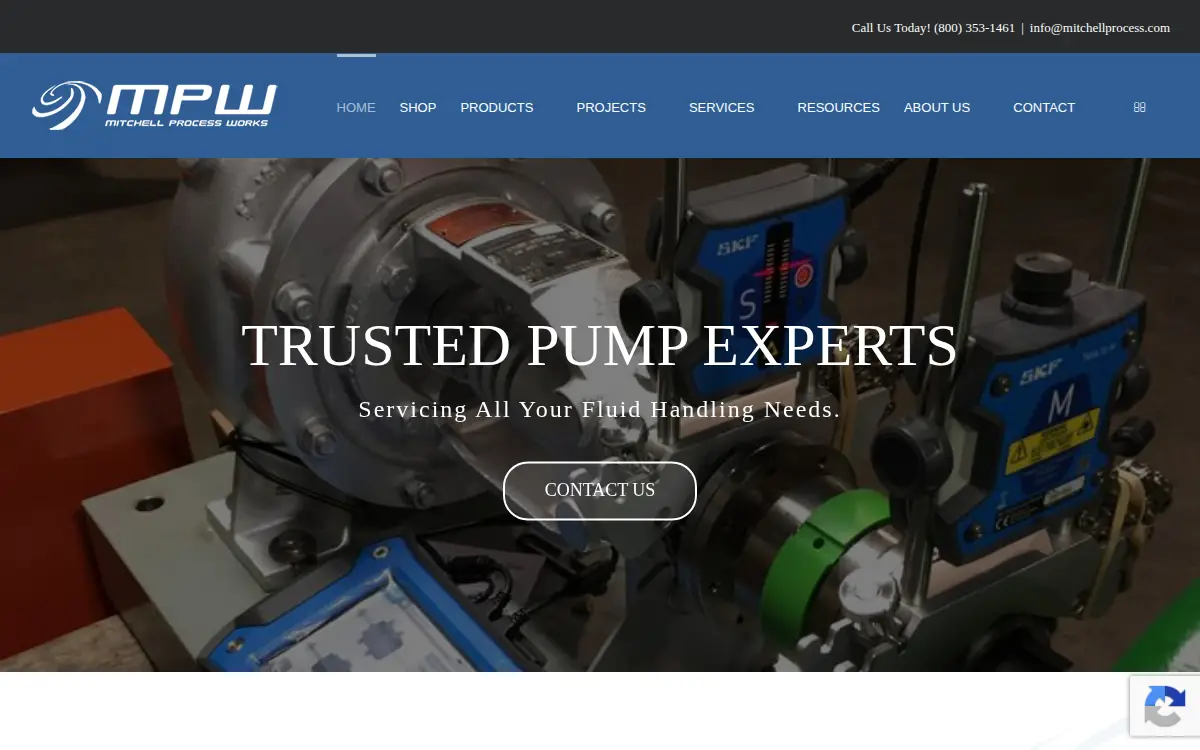 Homepage of M & E Pump & Equipment CO