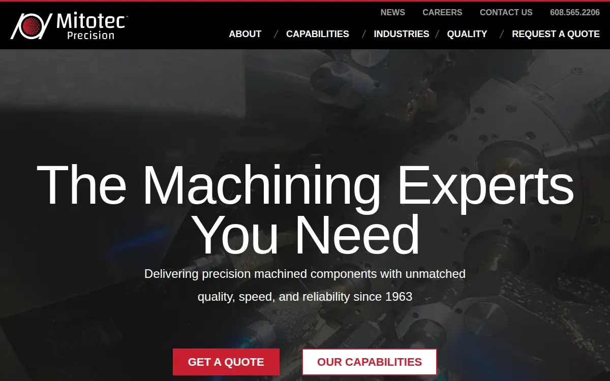 Homepage of Mitotec Precision, INC.