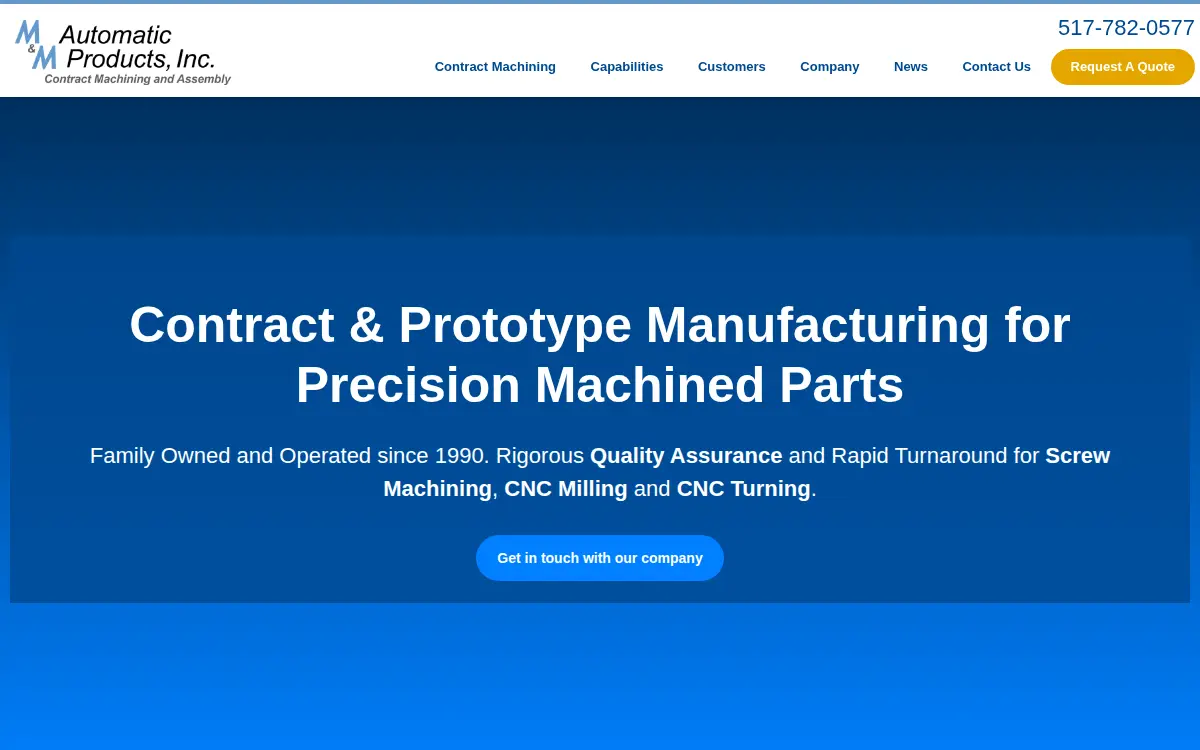 Homepage of M & M Automatic Products INC