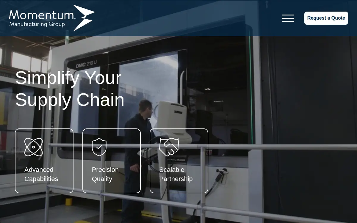 Homepage of Momentum Manufacturing Group - North LLC