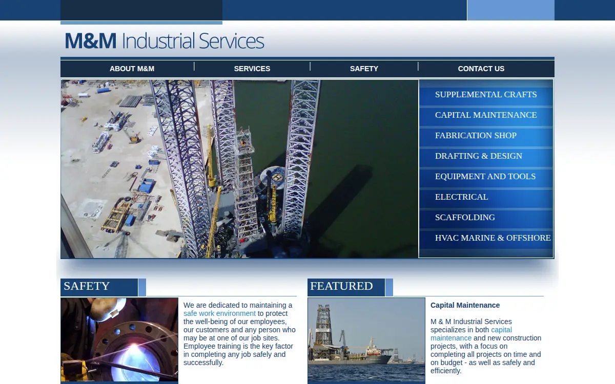 Homepage of M&m Industrial Services, INC.