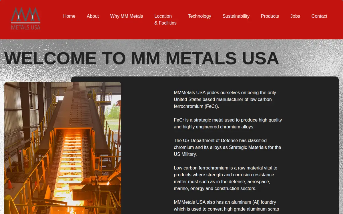 Homepage of Evolution Metals and Mining Technologies, LLC