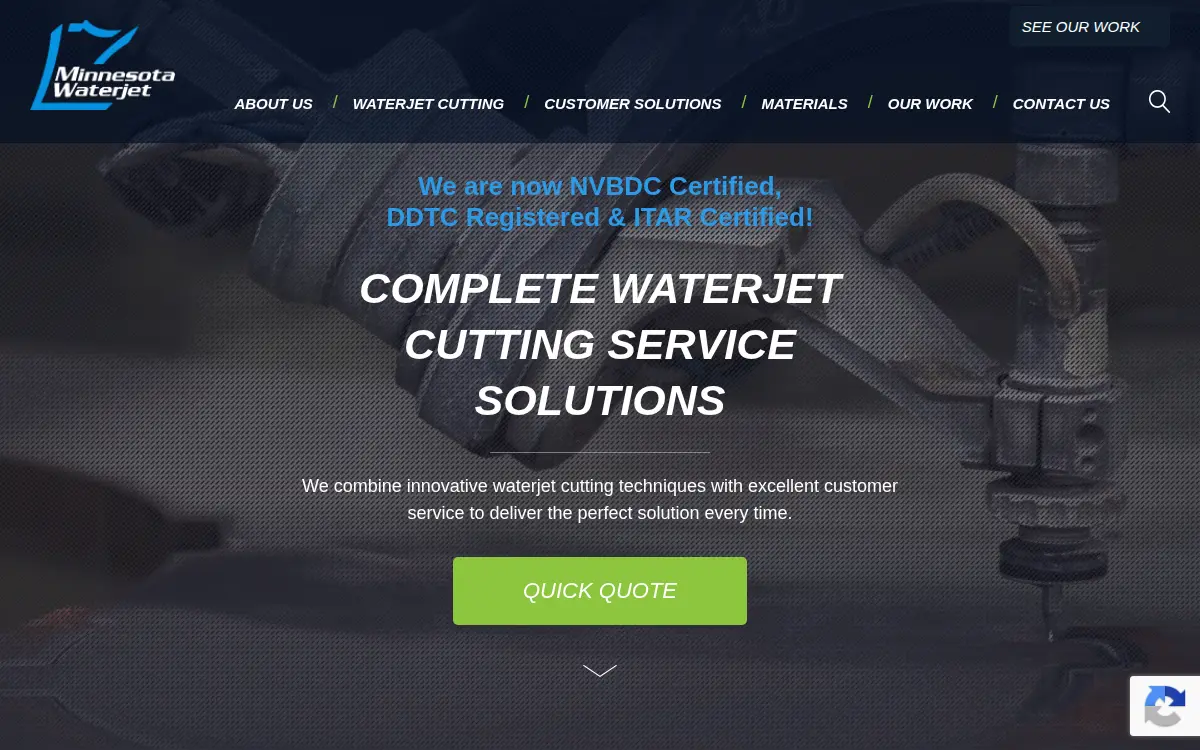 Homepage of Minnesota Waterjet, INC.