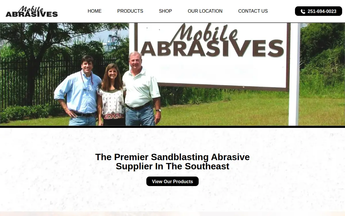 Homepage of Mobile Abrasives, INC.