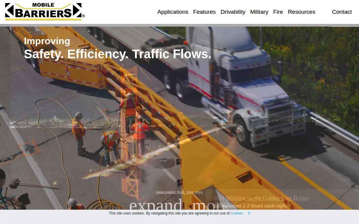 Homepage of Mobile Barriers LLC