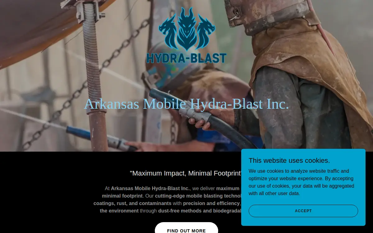 Homepage of Arkansas Mobile Hydra-blast INC.