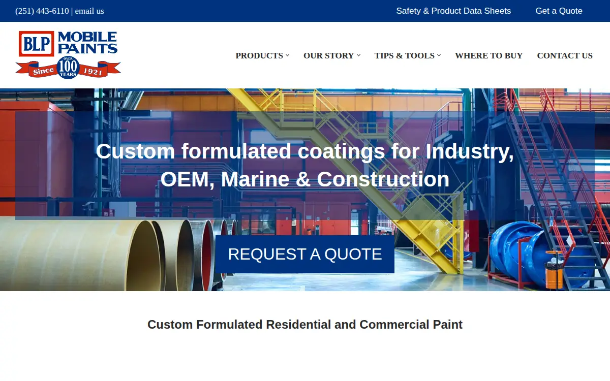 Homepage of Mobile Paint Manufacturing Company of Delaware, INC.