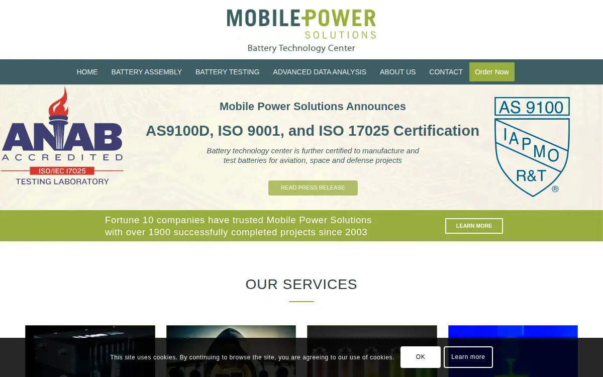 Homepage of Mobile Power Solutions, INC.