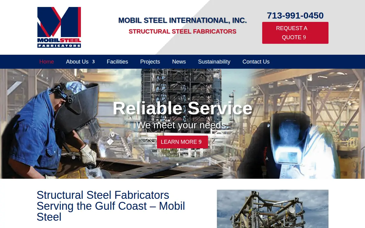 Homepage of Mobil Steel International, INC.