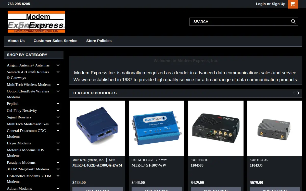 Homepage of Modem Express, INC