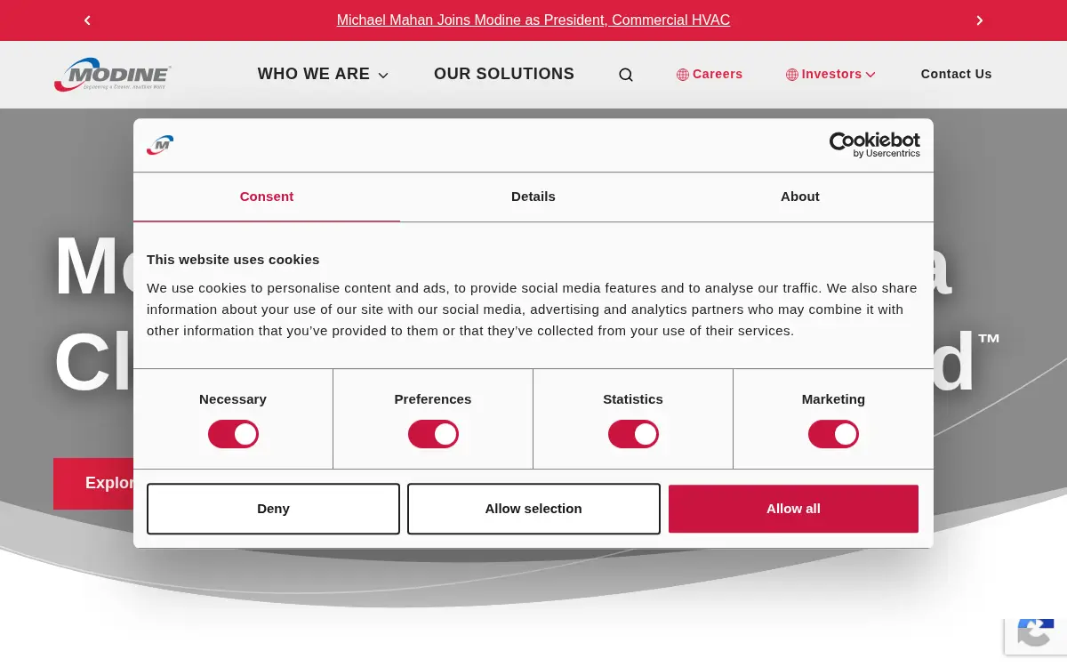 Homepage of Modine Manufacturing CO