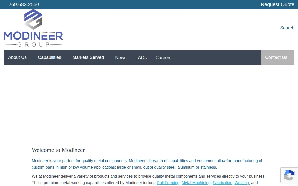 Homepage of Modineer CO LLC