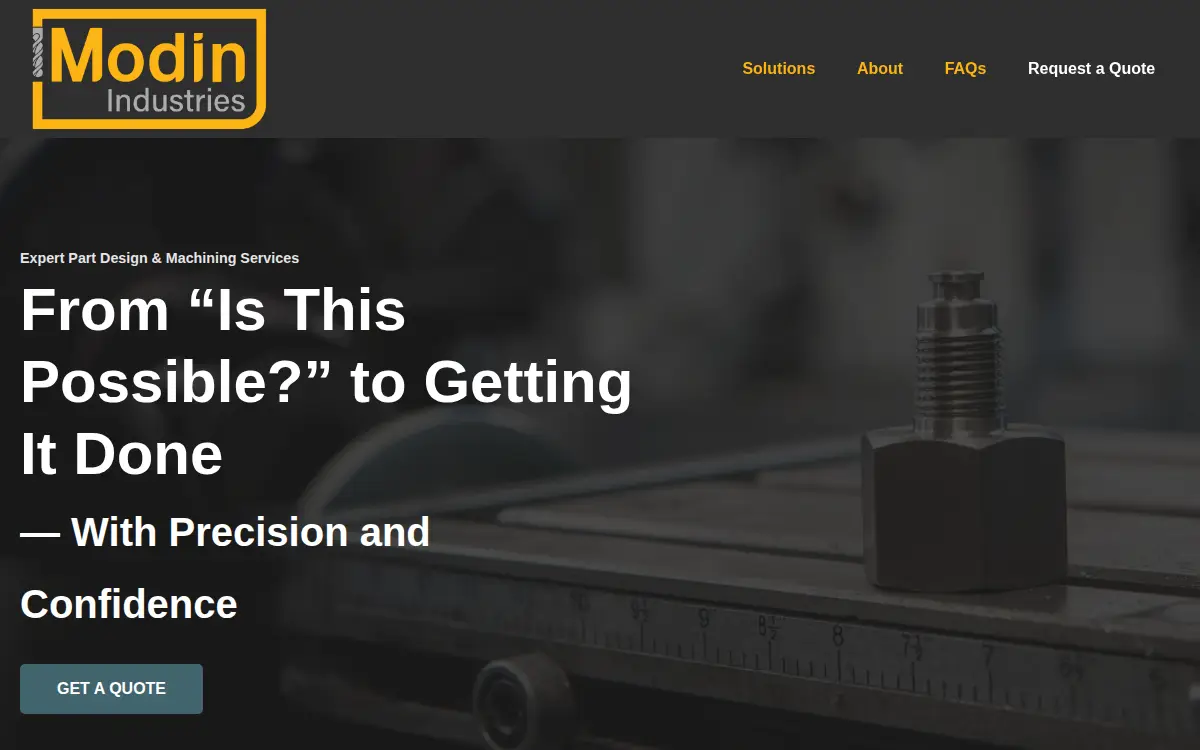 Homepage of Modin Industries, LLC