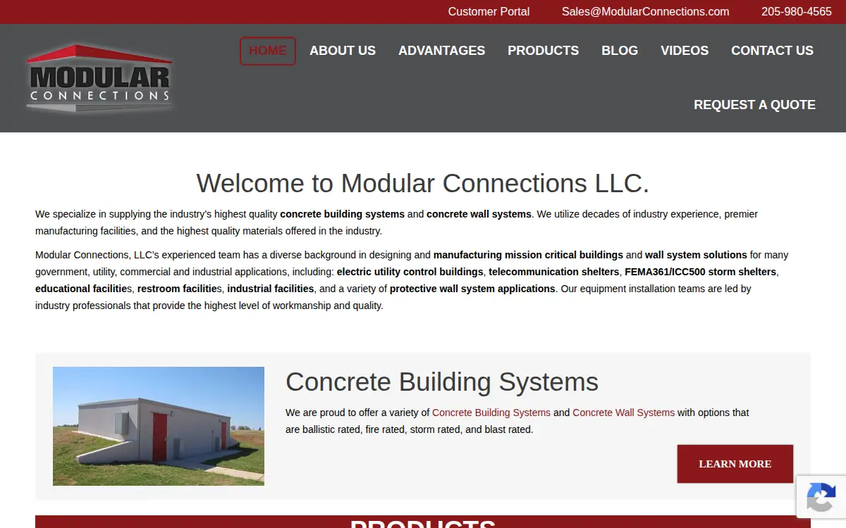 Homepage of Modular Connections LLC