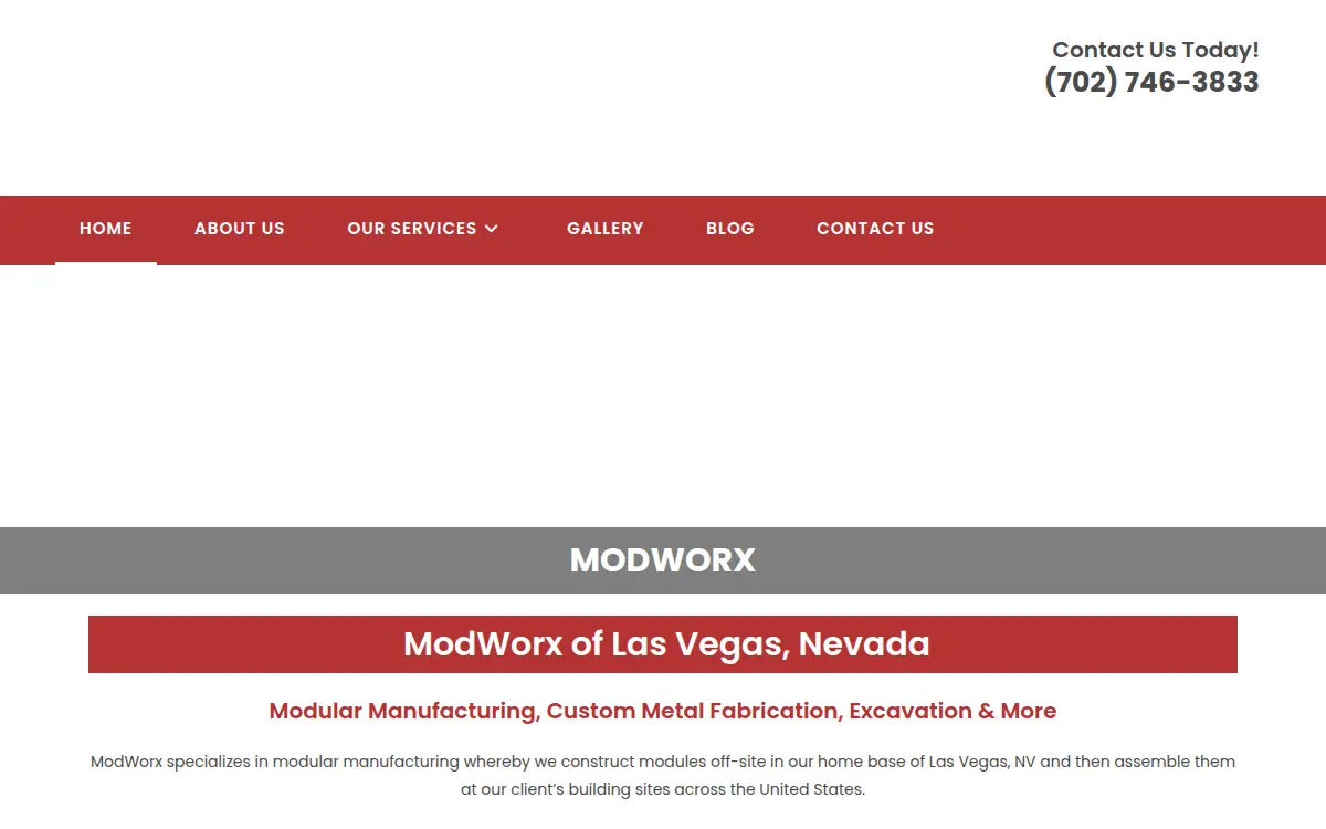 Homepage of Modworx LLC