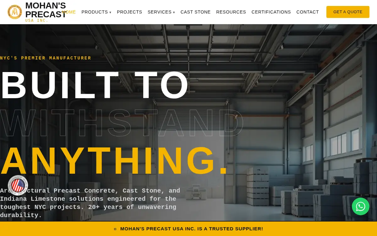 Homepage of Mohan's Precast Usa, INC