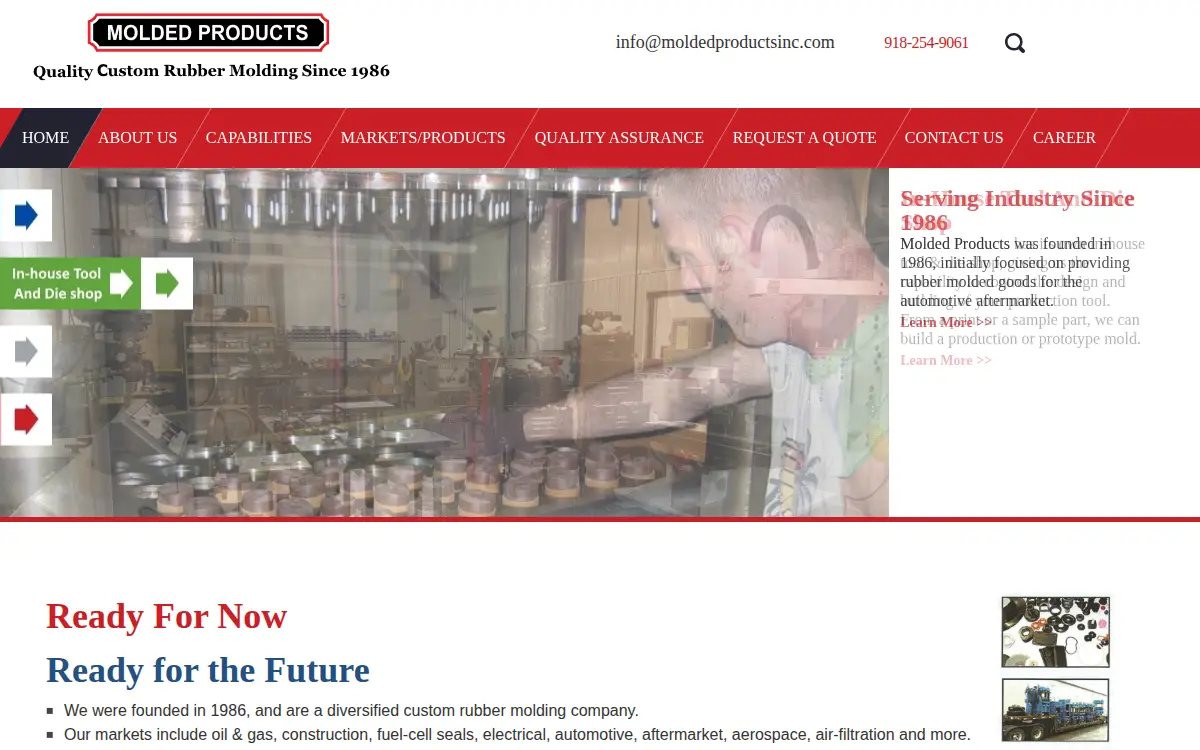 Homepage of Molded Products Incorporated