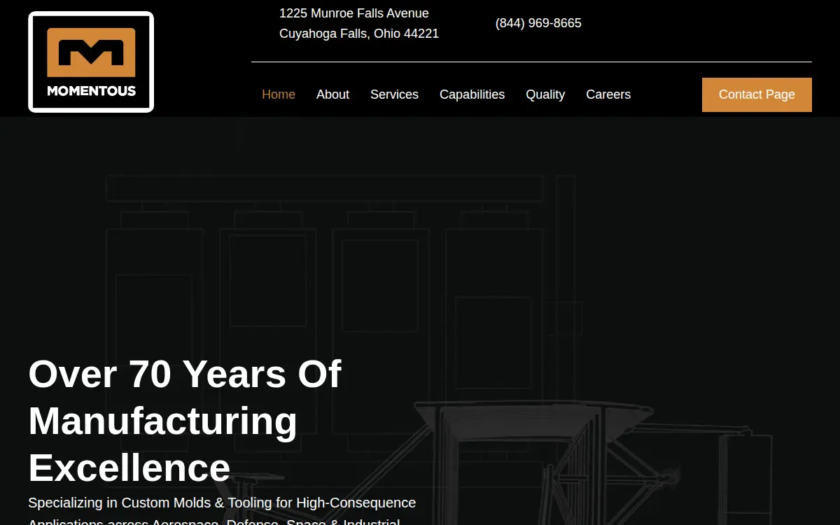 Homepage of Momentous Mold & Machine LLC