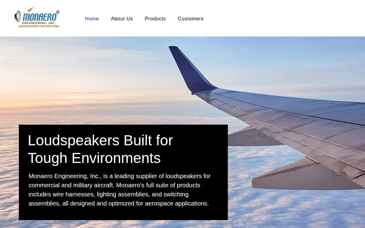 Homepage of Monaero Engineering, INC.
