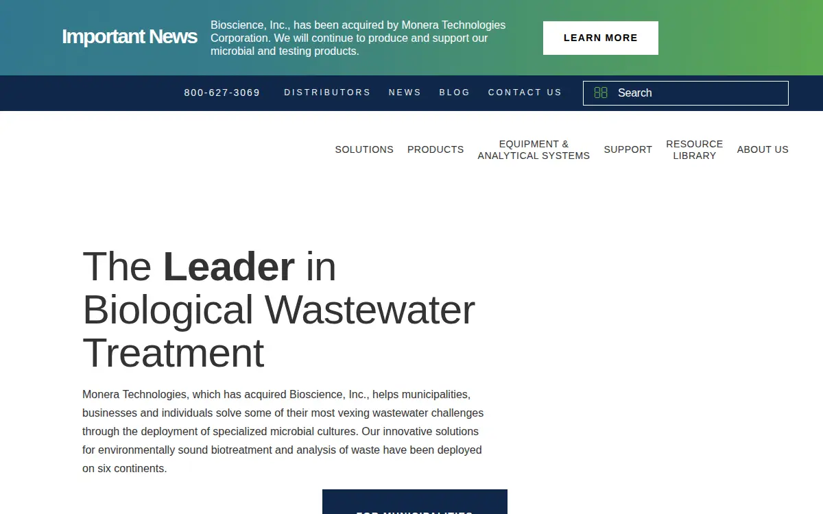 Homepage of Monera Technologies Corporation