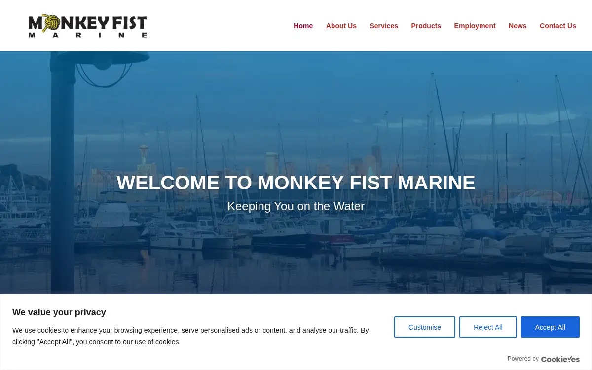 Homepage of Monkey Fist Marine LLC