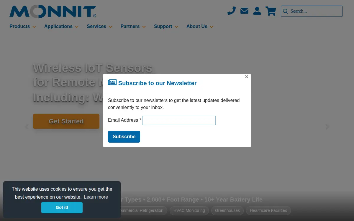 Homepage of Monnit CORP